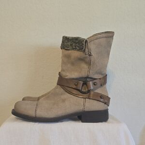 OTBT "Bridgeport Charcoal Grey"  Moto Boots with Brown Straps. Size 7.5M